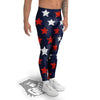 USA Star Blue And Red Print Pattern Men's Leggings-grizzshop