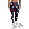 USA Star Blue And Red Print Pattern Men's Leggings-grizzshop