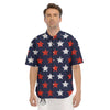 USA Star Blue And Red Print Pattern Men's Short Sleeve Shirts-grizzshop