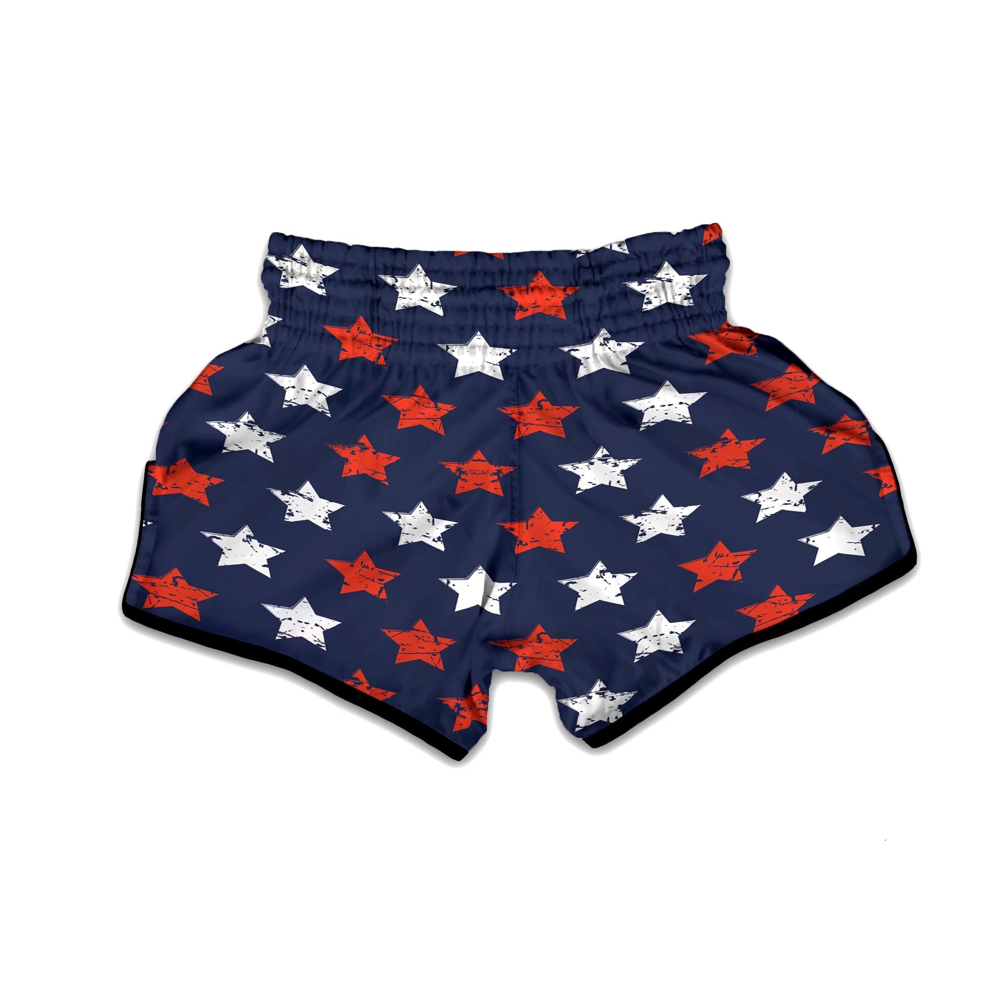 USA Star Blue And Red Print Pattern Muay Thai Boxing Shorts-grizzshop