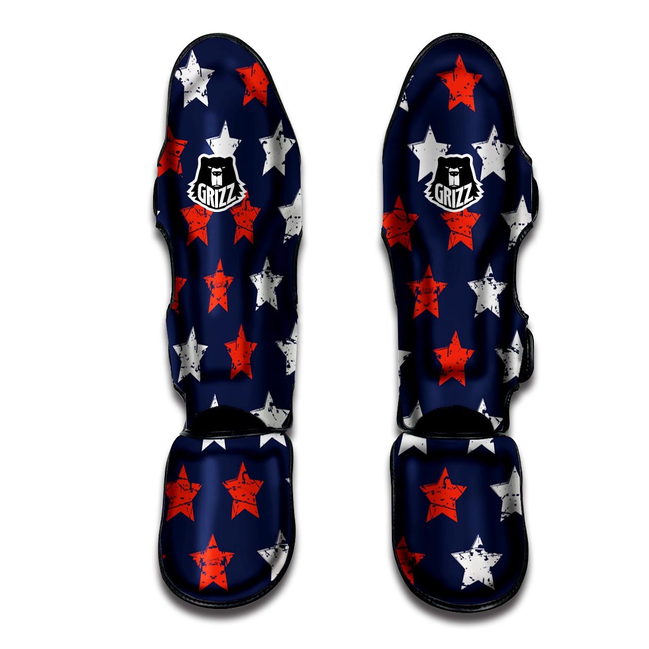 USA Star Blue And Red Print Pattern Muay Thai Shin Guards-grizzshop