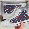 USA Star Blue And Red Print Pattern White High Top Shoes-grizzshop