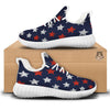 USA Star Blue And Red Print Pattern White Walking Shoes-grizzshop