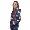 USA Star Blue And Red Print Pattern Women's Hoodie-grizzshop