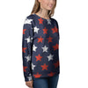 USA Star Blue And Red Print Pattern Women's Sweatshirt-grizzshop