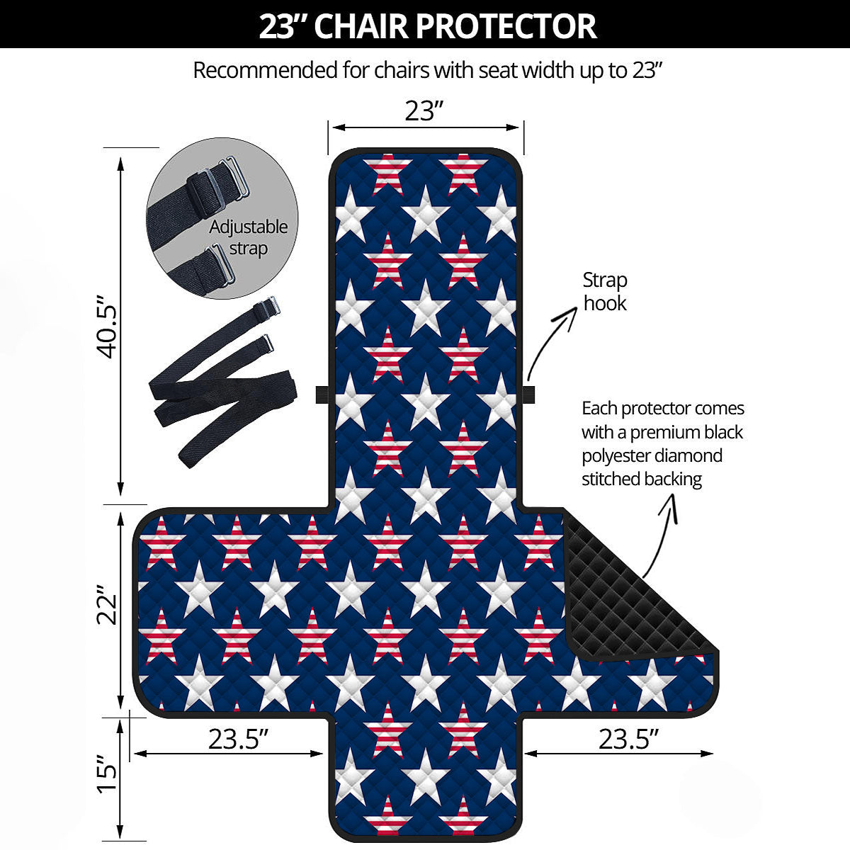 USA Star Fourth of July Print Pattern Armchair Protector-grizzshop