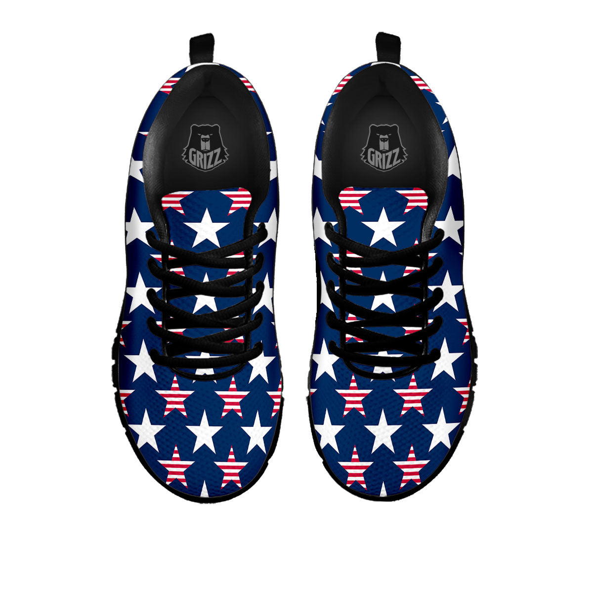 USA Star Fourth of July Print Pattern Black Sneaker-grizzshop