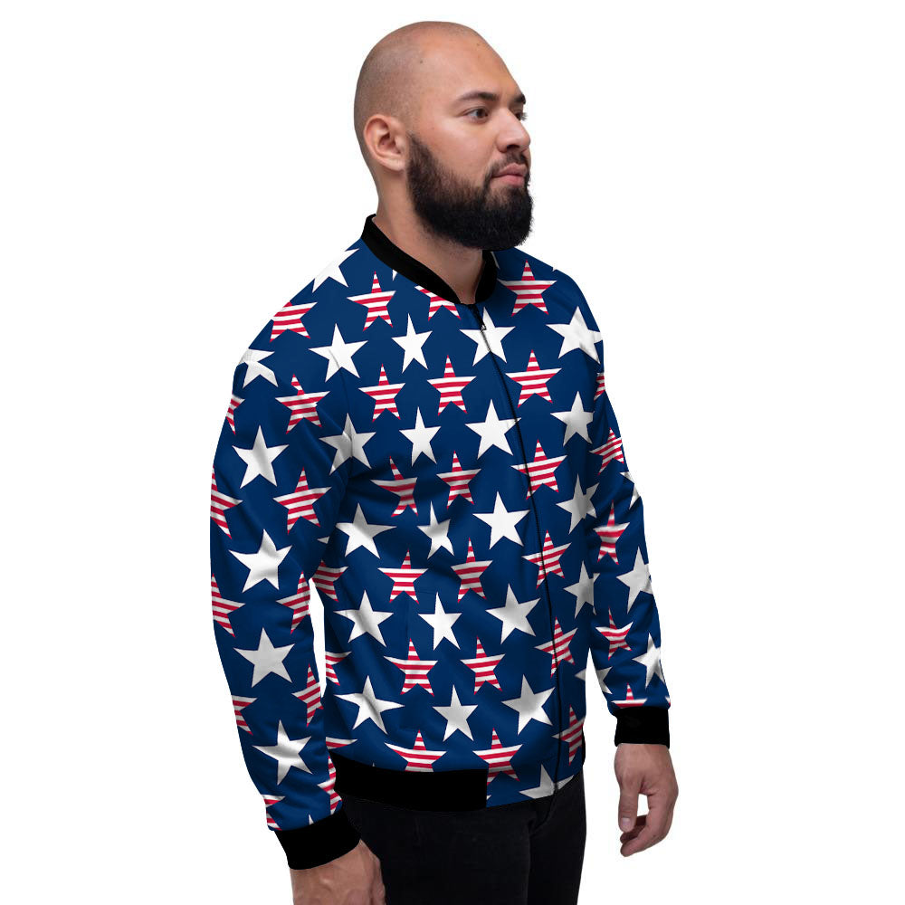 USA Star Fourth of July Print Pattern Men's Bomber Jacket-grizzshop