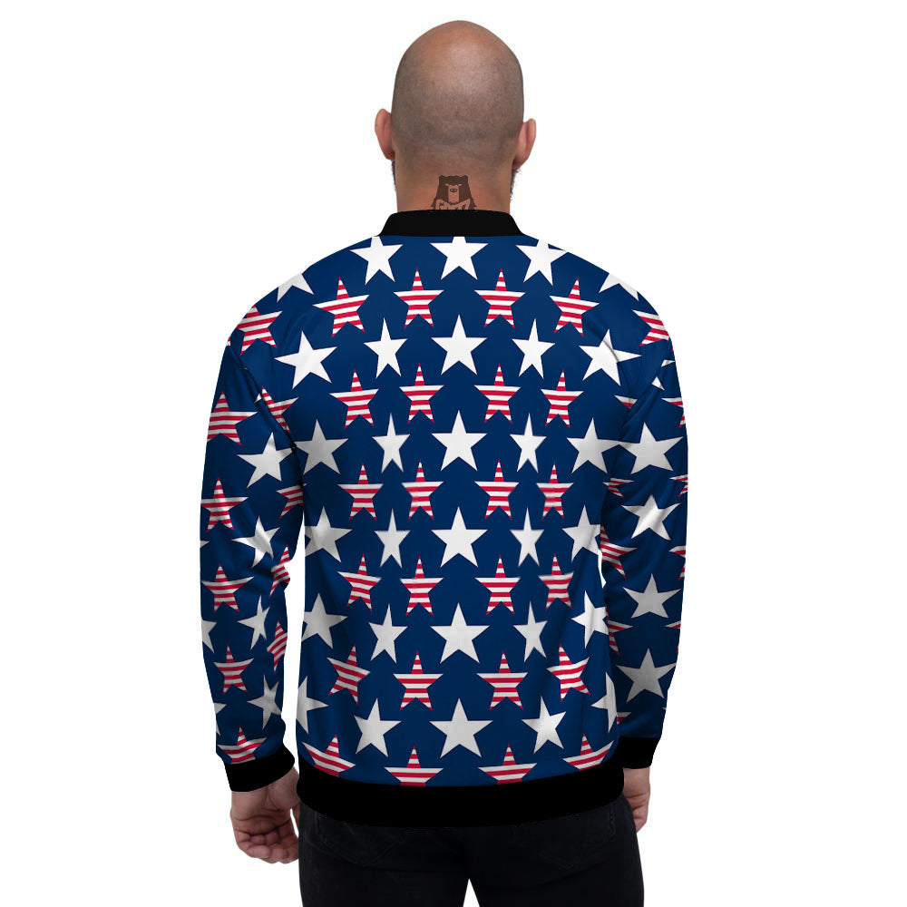 USA Star Fourth of July Print Pattern Men's Bomber Jacket-grizzshop