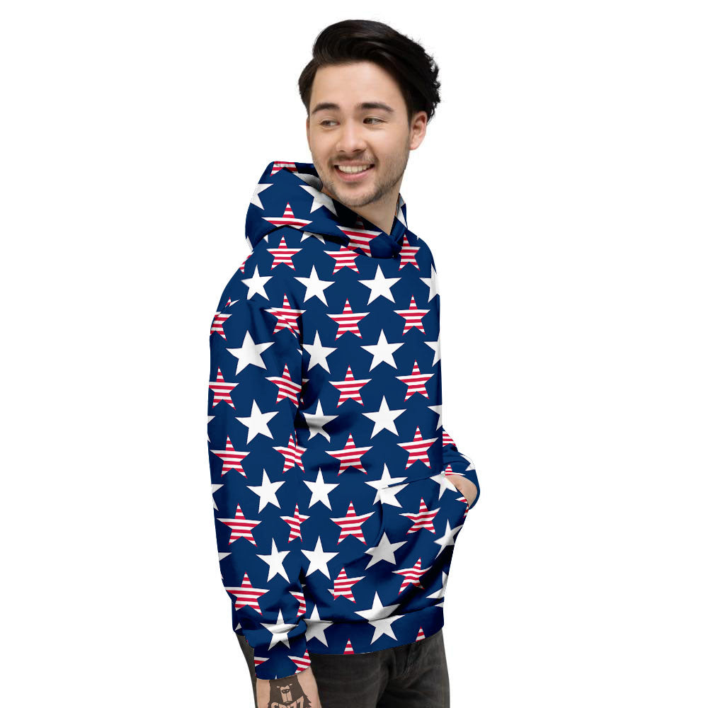 USA Star Fourth of July Print Pattern Men's Hoodie-grizzshop