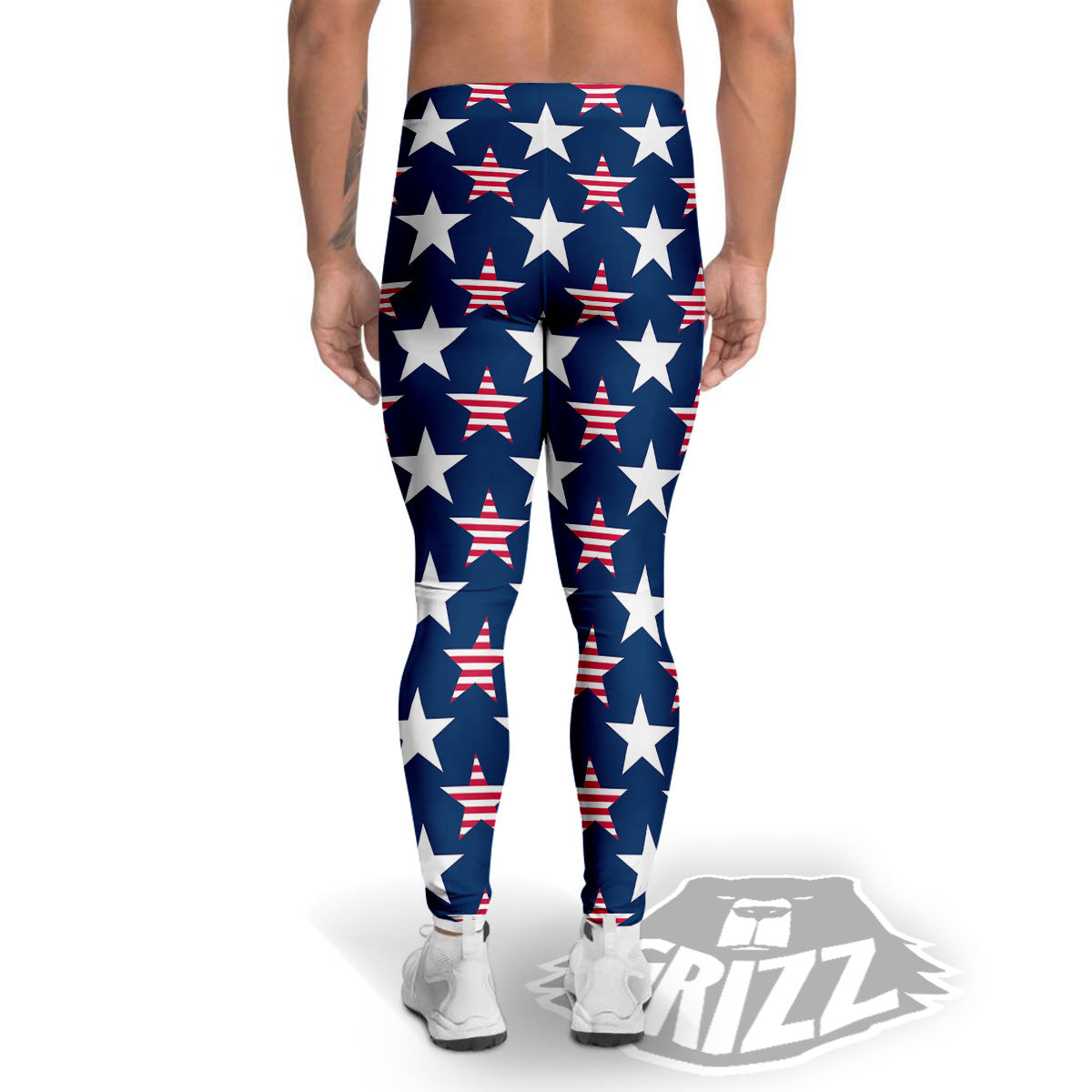 USA Star Fourth of July Print Pattern Men's Leggings-grizzshop