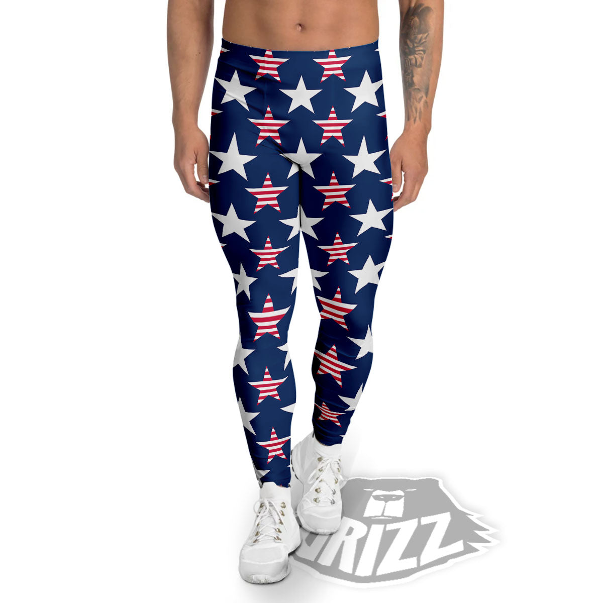 USA Star Fourth of July Print Pattern Men's Leggings-grizzshop