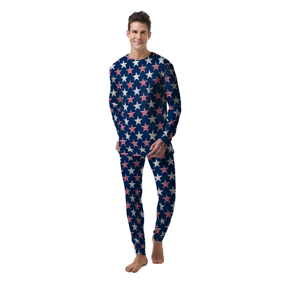 USA Star Fourth of July Print Pattern Men's Pajamas-grizzshop