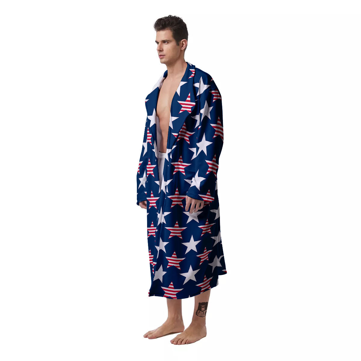 USA Star Fourth of July Print Pattern Men's Robe-grizzshop