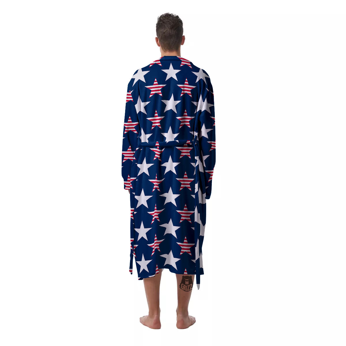 USA Star Fourth of July Print Pattern Men's Robe-grizzshop