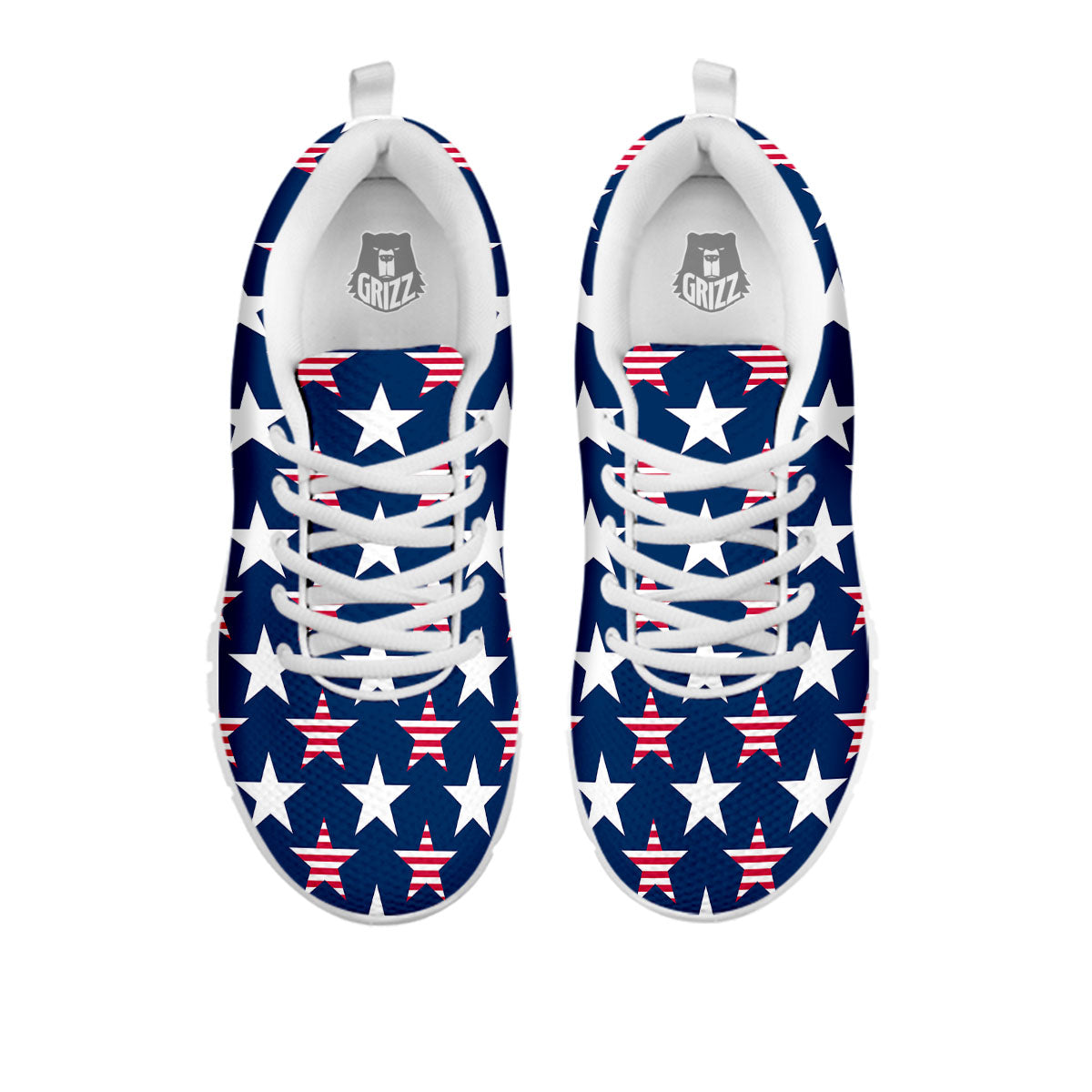 USA Star Fourth of July Print Pattern White Sneaker-grizzshop