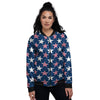 USA Star Fourth of July Print Pattern Women's Bomber Jacket-grizzshop