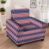 USA Star Red Striped Print Pattern Armchair Slipcover-grizzshop