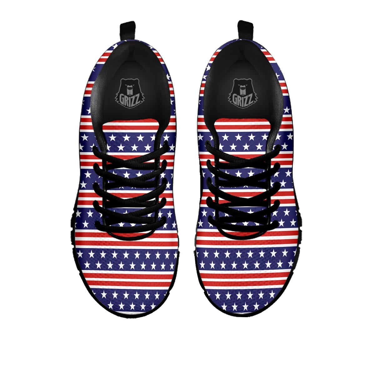 USA Star Red Striped Print Pattern Black Sneaker-grizzshop