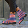 USA Star Red Striped Print Pattern Leather Boots-grizzshop