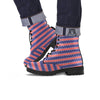 USA Star Red Striped Print Pattern Leather Boots-grizzshop