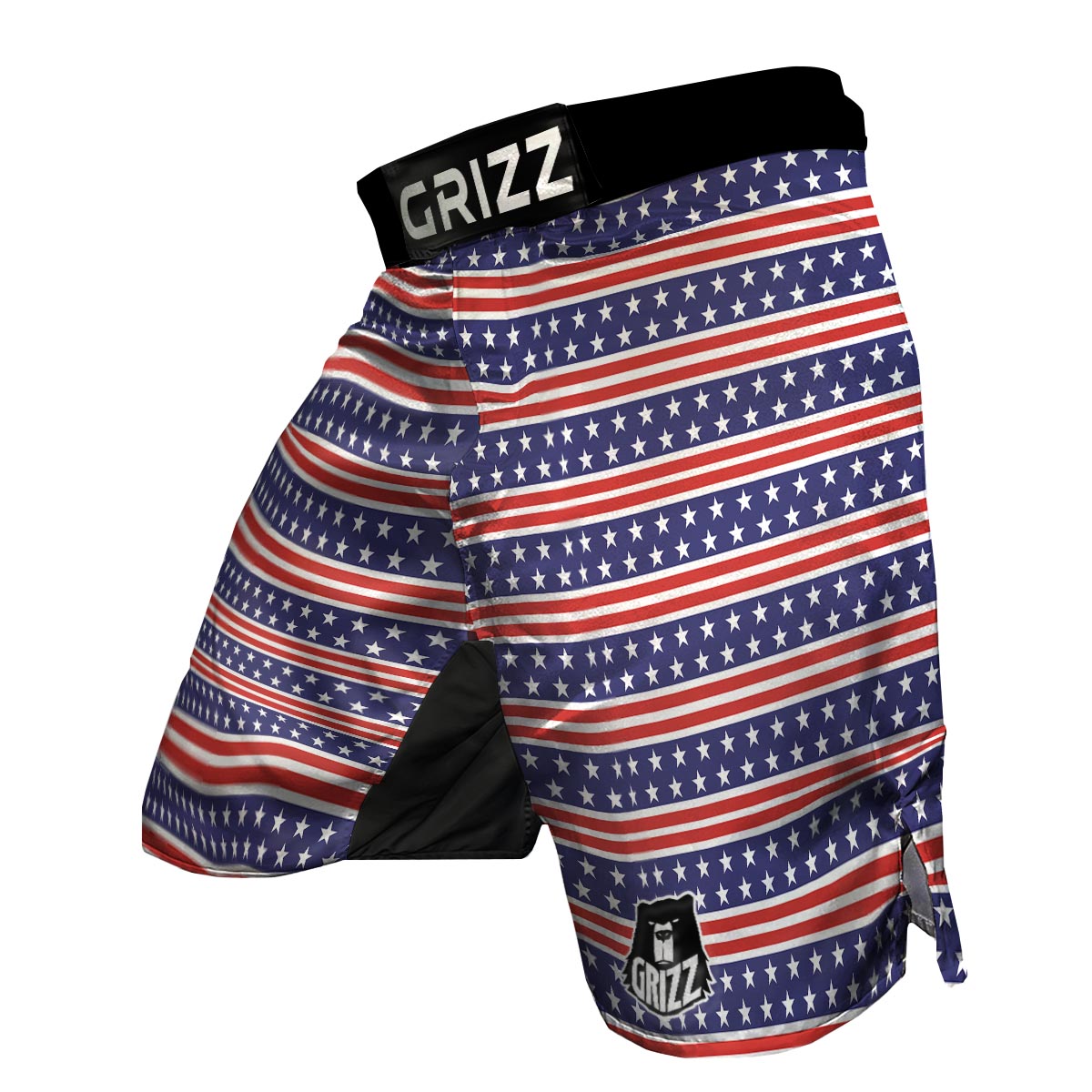 USA Star Red Striped Print Pattern MMA Shorts-grizzshop