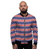 USA Star Red Striped Print Pattern Men's Bomber Jacket-grizzshop