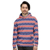 USA Star Red Striped Print Pattern Men's Hoodie-grizzshop