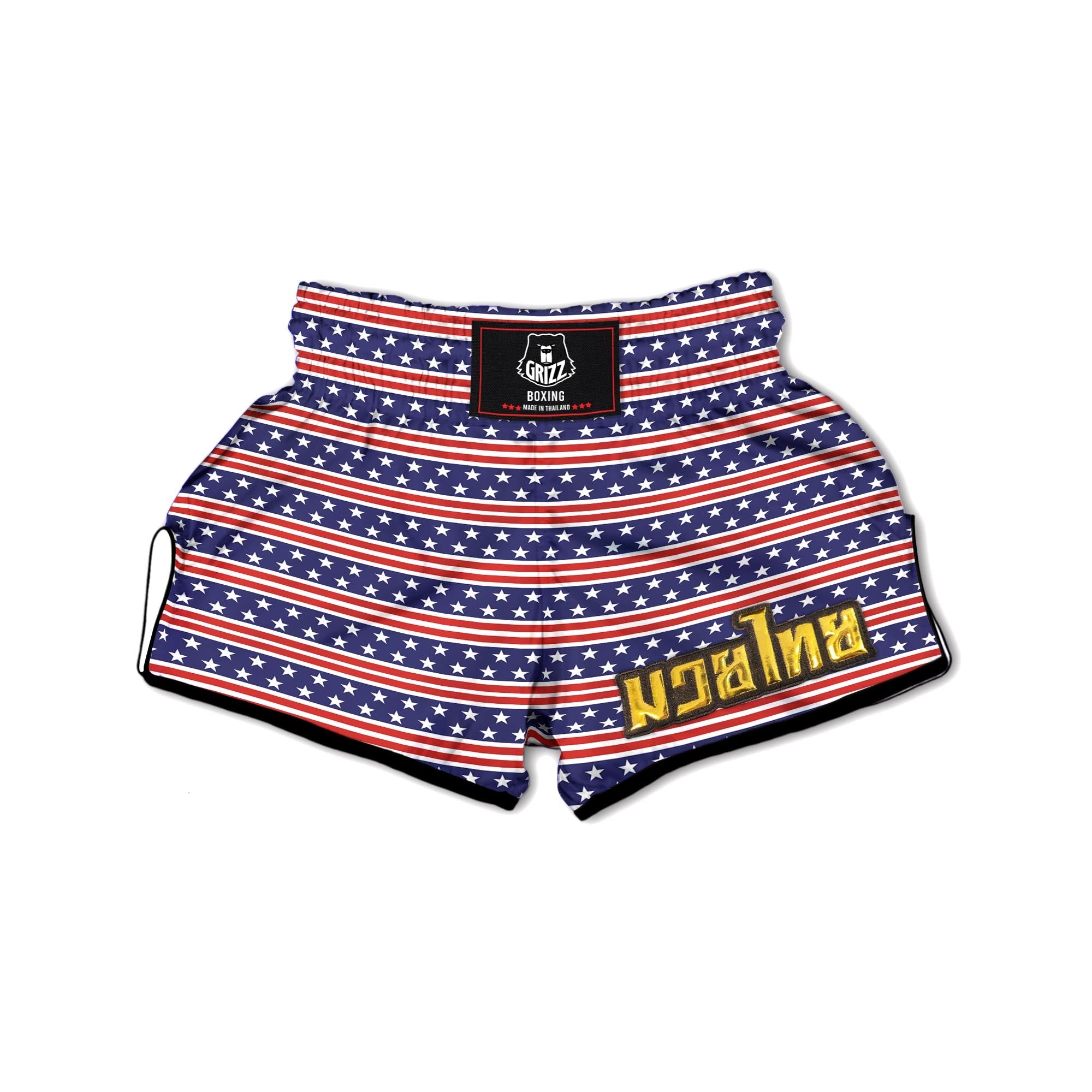 USA Star Red Striped Print Pattern Muay Thai Boxing Shorts-grizzshop