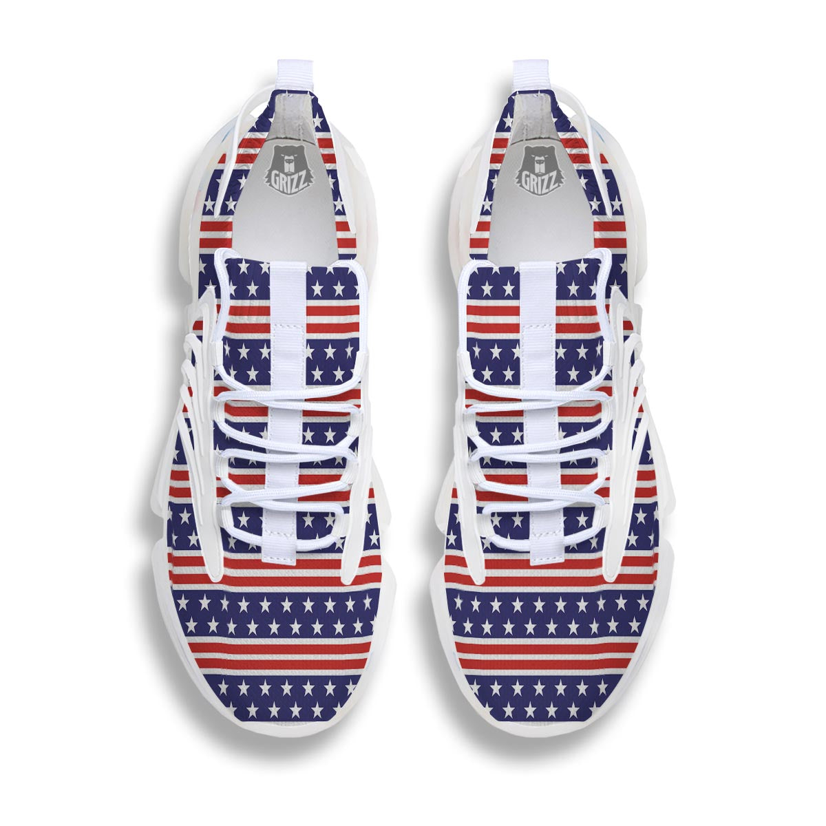 USA Star Red Striped Print Pattern White Gym Shoes-grizzshop