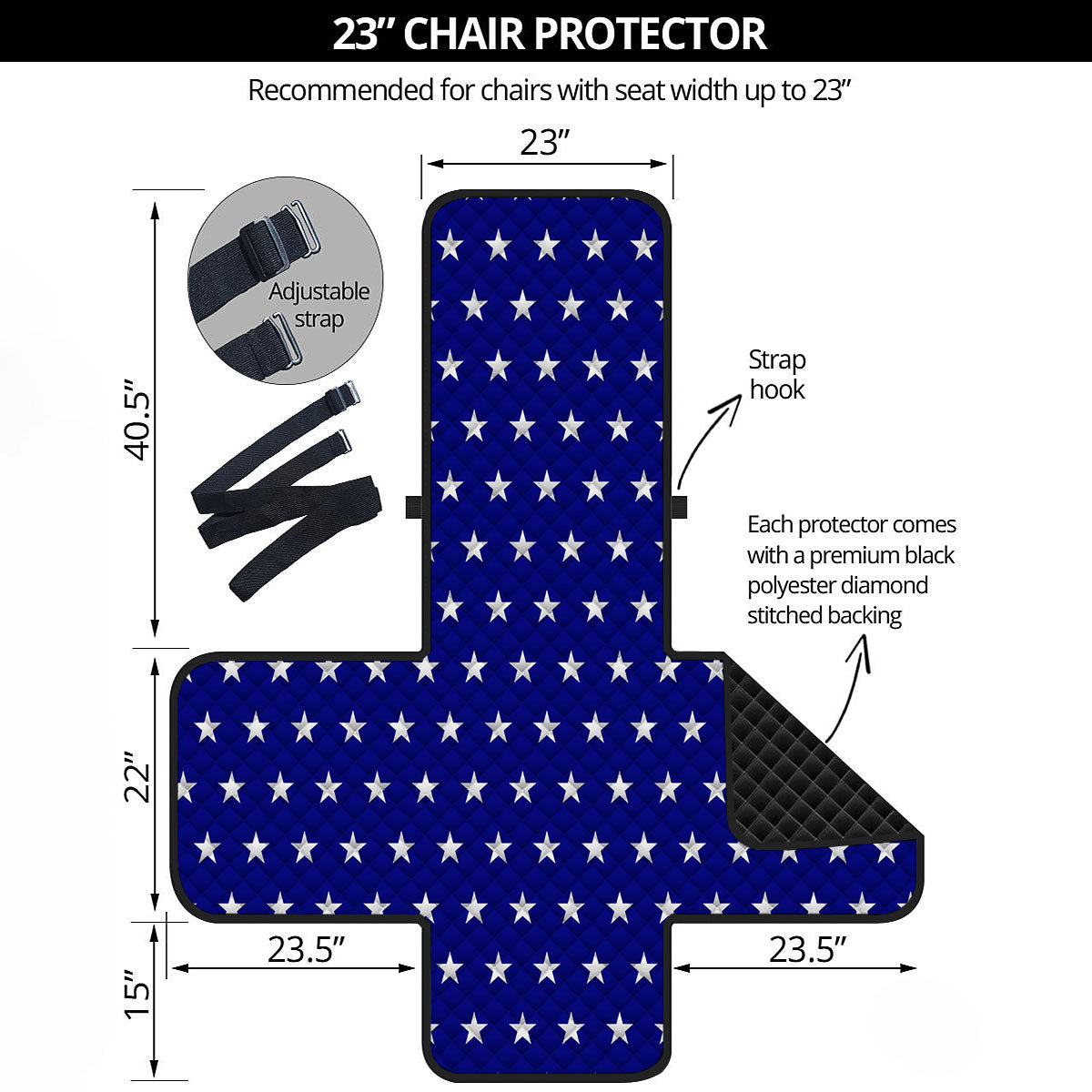 USA Star White And Blue Print Pattern Armchair Protector-grizzshop