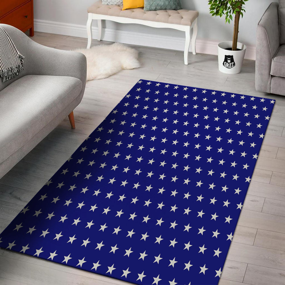 USA Star White And Blue Print Pattern Floor Mat-grizzshop