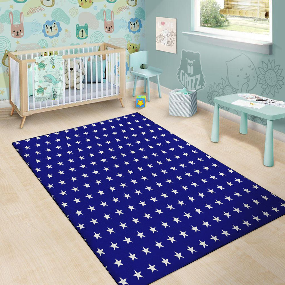 USA Star White And Blue Print Pattern Floor Mat-grizzshop