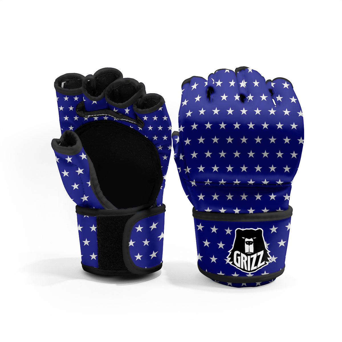 USA Star White And Blue Print Pattern MMA Gloves-grizzshop