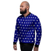 USA Star White And Blue Print Pattern Men's Bomber Jacket-grizzshop