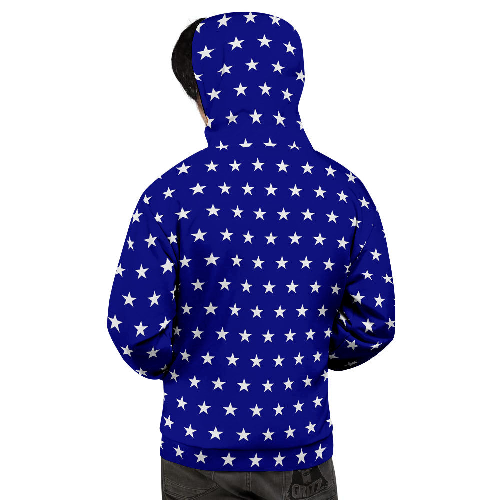 USA Star White And Blue Print Pattern Men's Hoodie-grizzshop