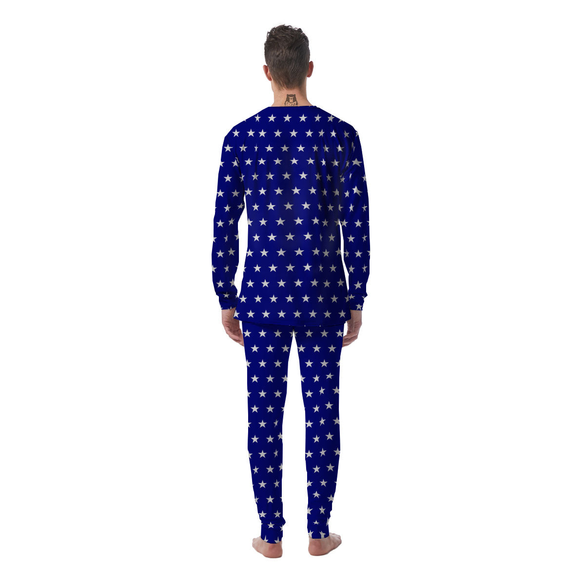 USA Star White And Blue Print Pattern Men's Pajamas-grizzshop