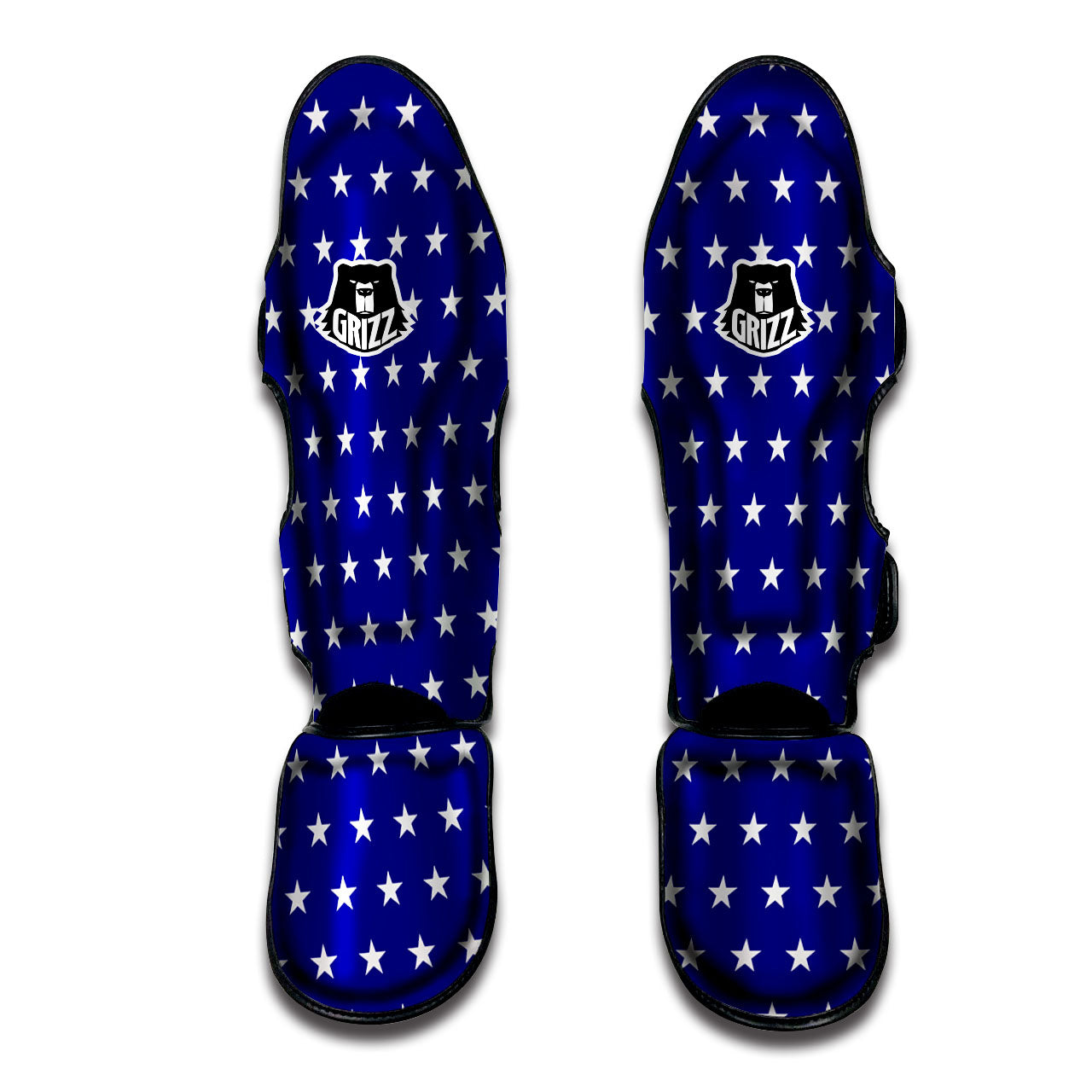 USA Star White And Blue Print Pattern Muay Thai Shin Guards-grizzshop