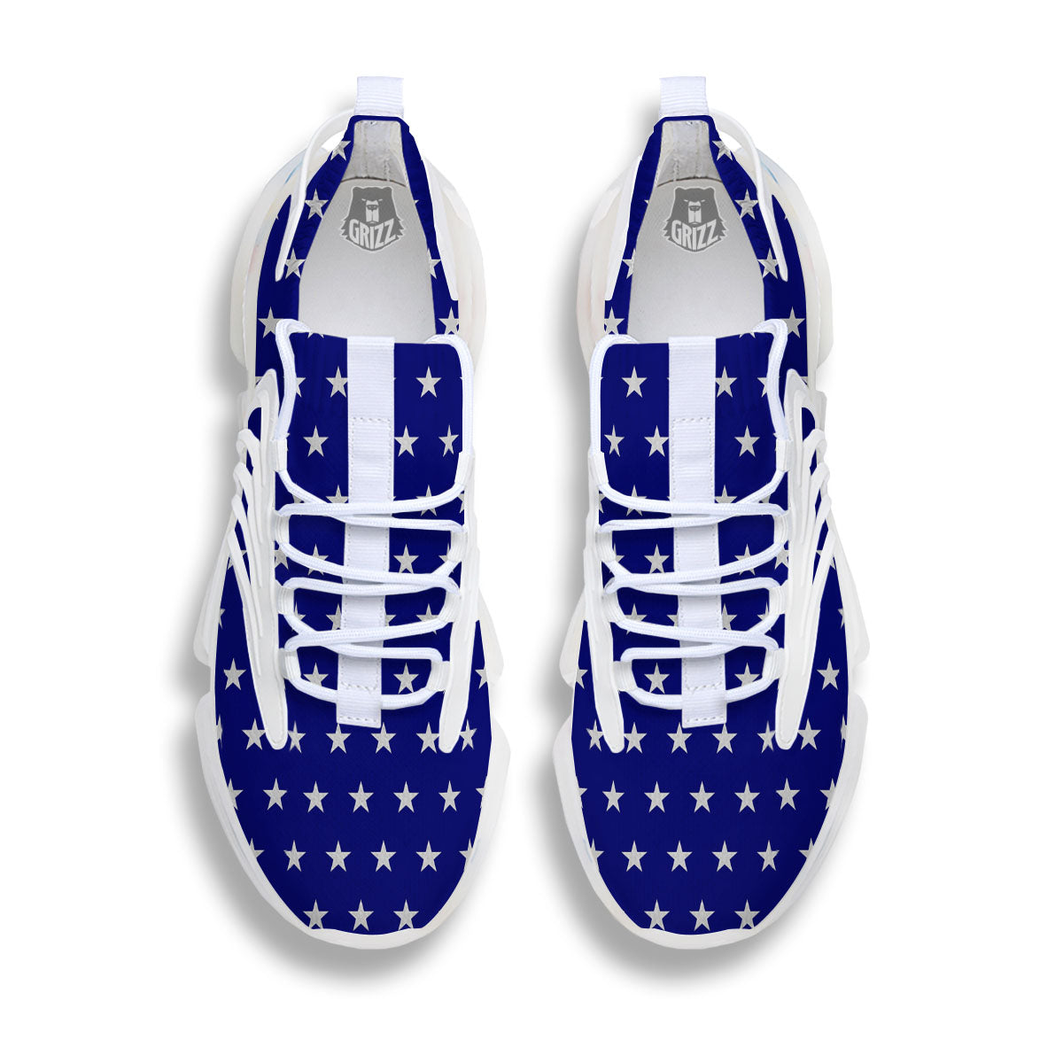 USA Star White And Blue Print Pattern White Gym Shoes-grizzshop