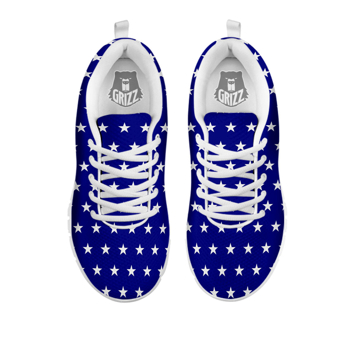 USA Star White And Blue Print Pattern White Sneaker-grizzshop