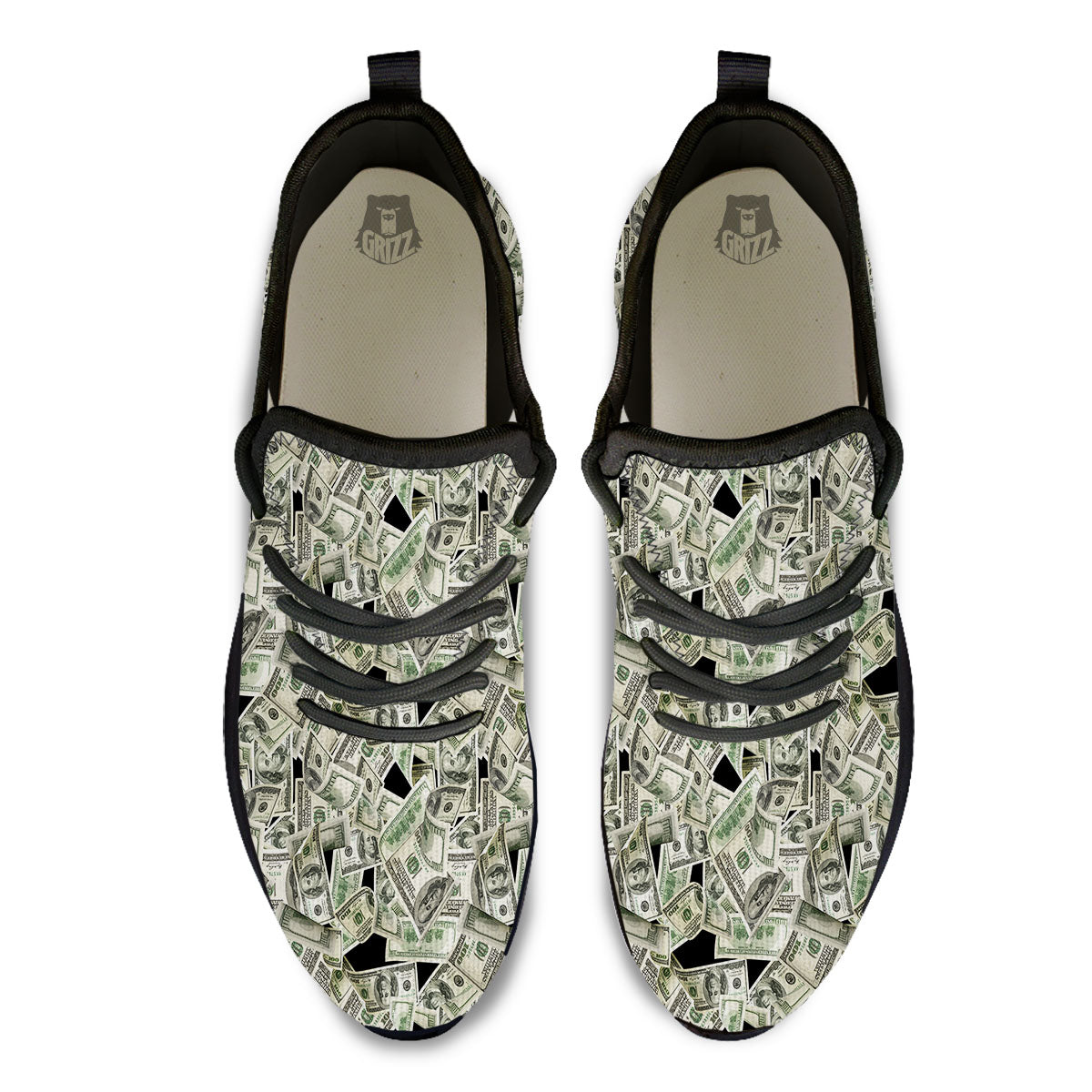 USD Flying Print Black Athletic Shoes-grizzshop