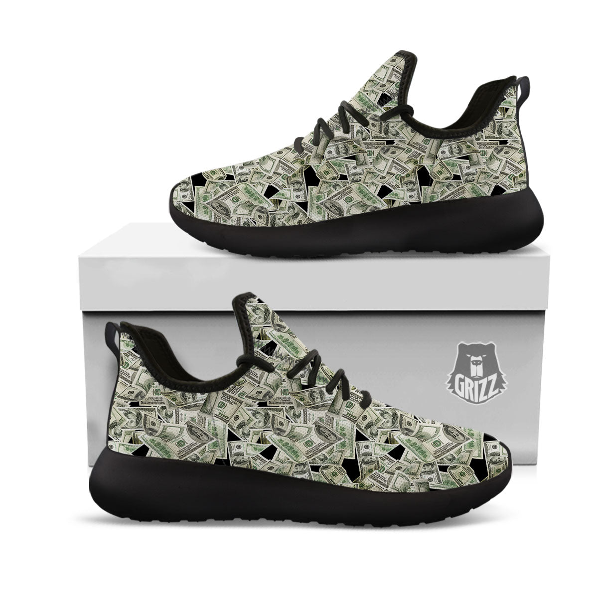 USD Flying Print Black Athletic Shoes-grizzshop