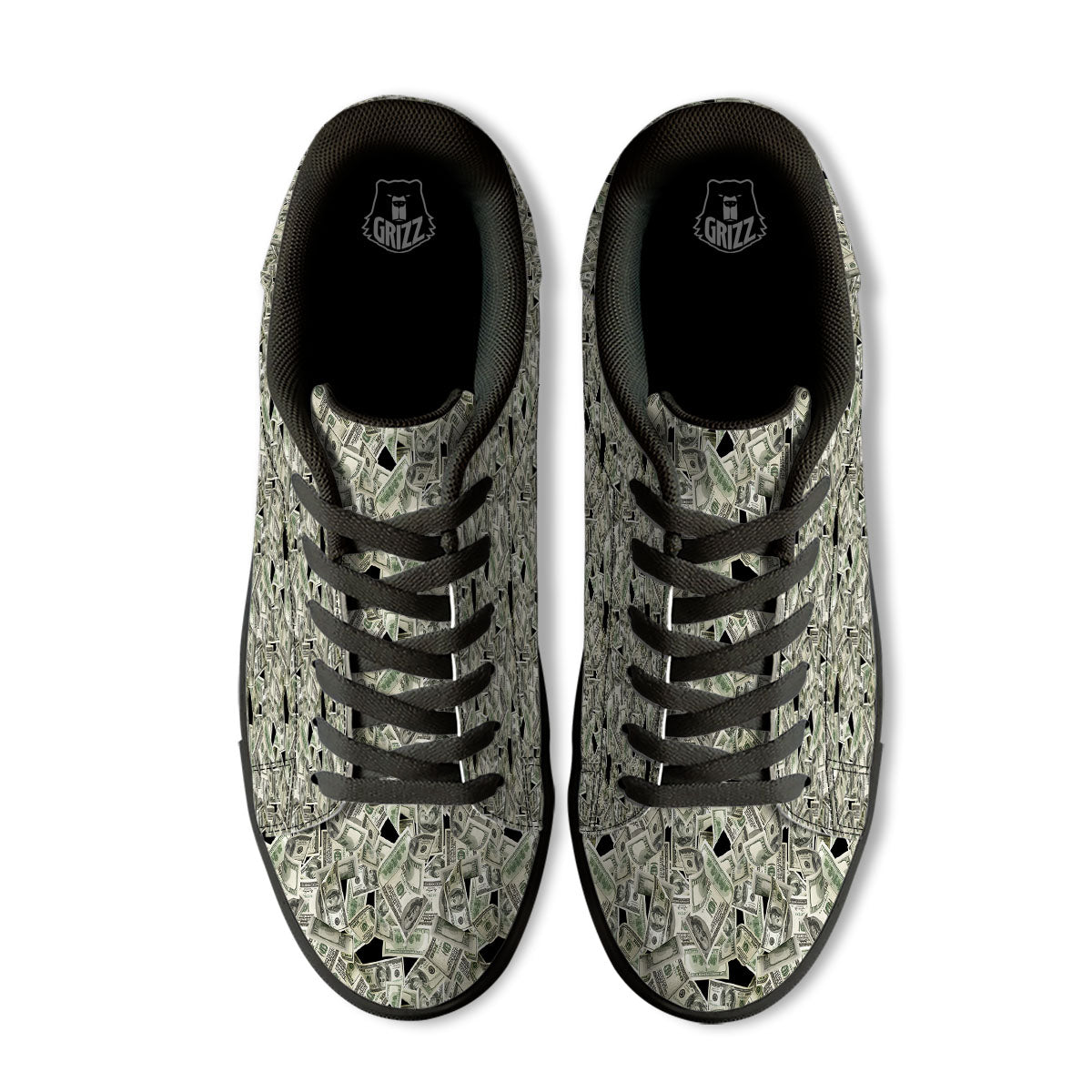 USD Flying Print Black Low Top Sneakers-grizzshop