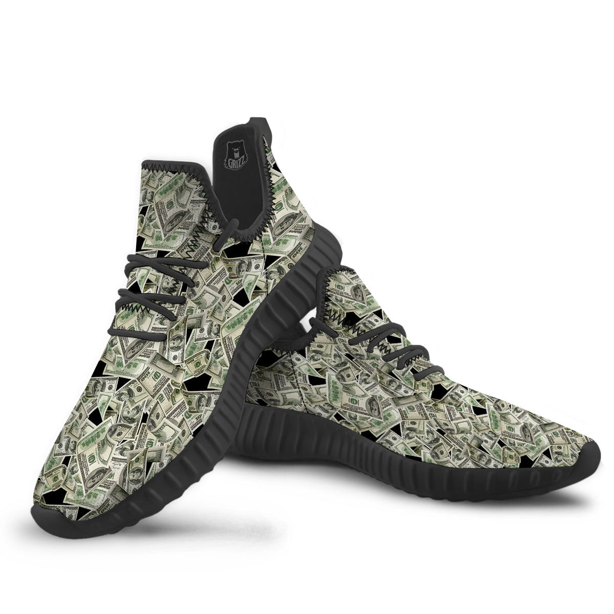USD Flying Print Black Walking Shoes-grizzshop