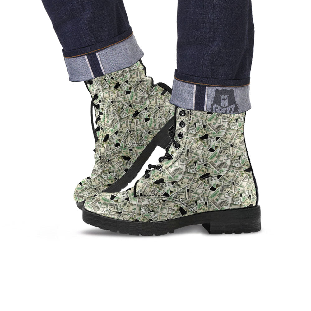 USD Flying Print Leather Boots-grizzshop