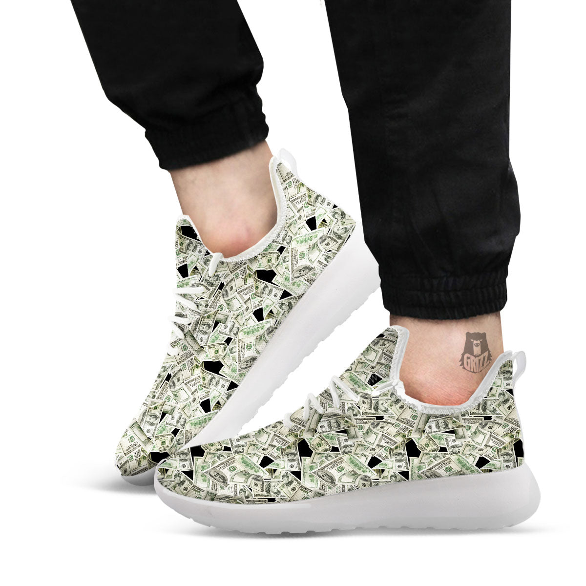 USD Flying Print White Athletic Shoes-grizzshop