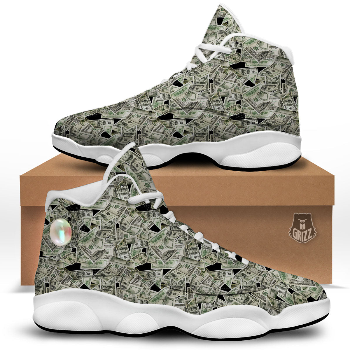 USD Flying Print White Basketball Shoes-grizzshop