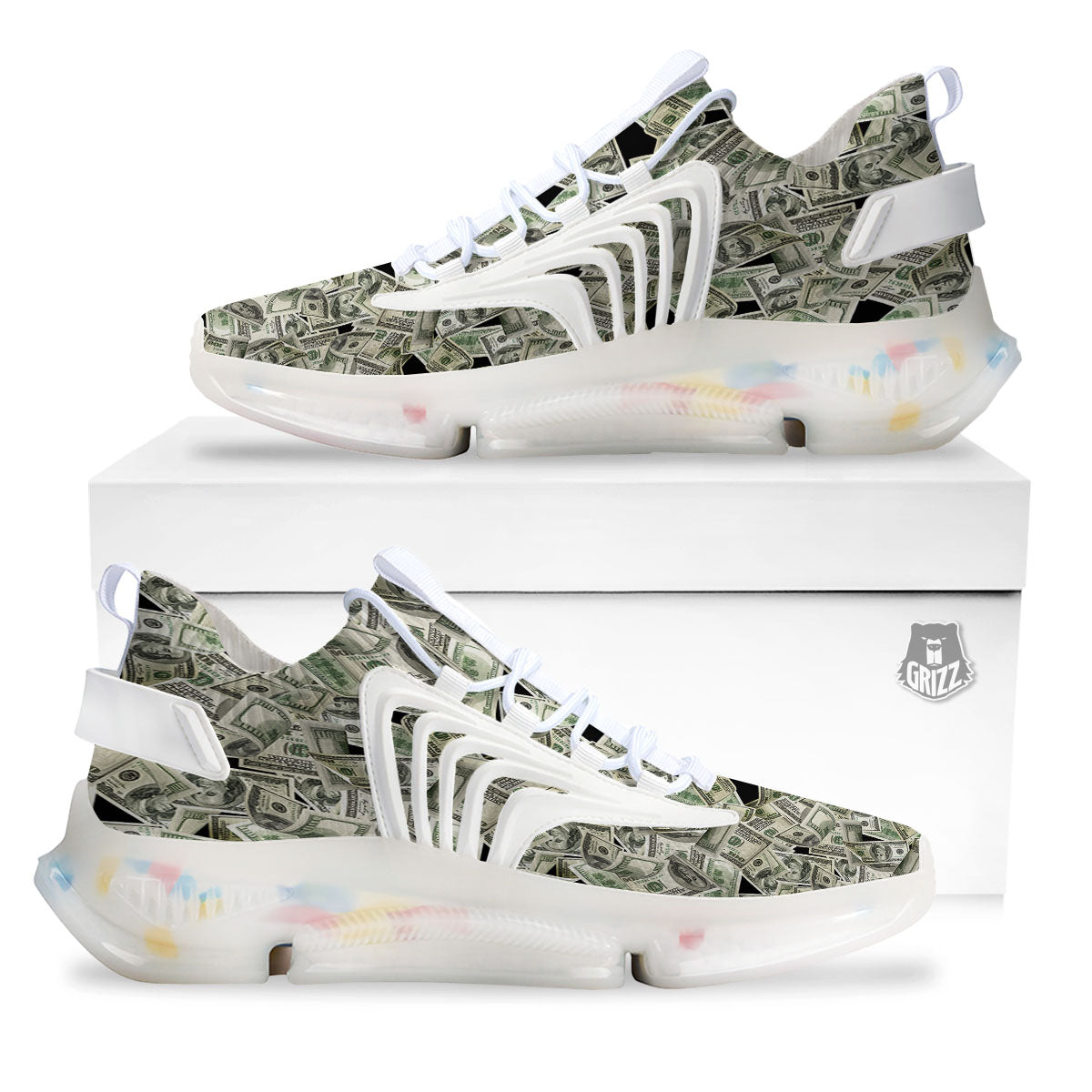 USD Flying Print White Gym Shoes-grizzshop