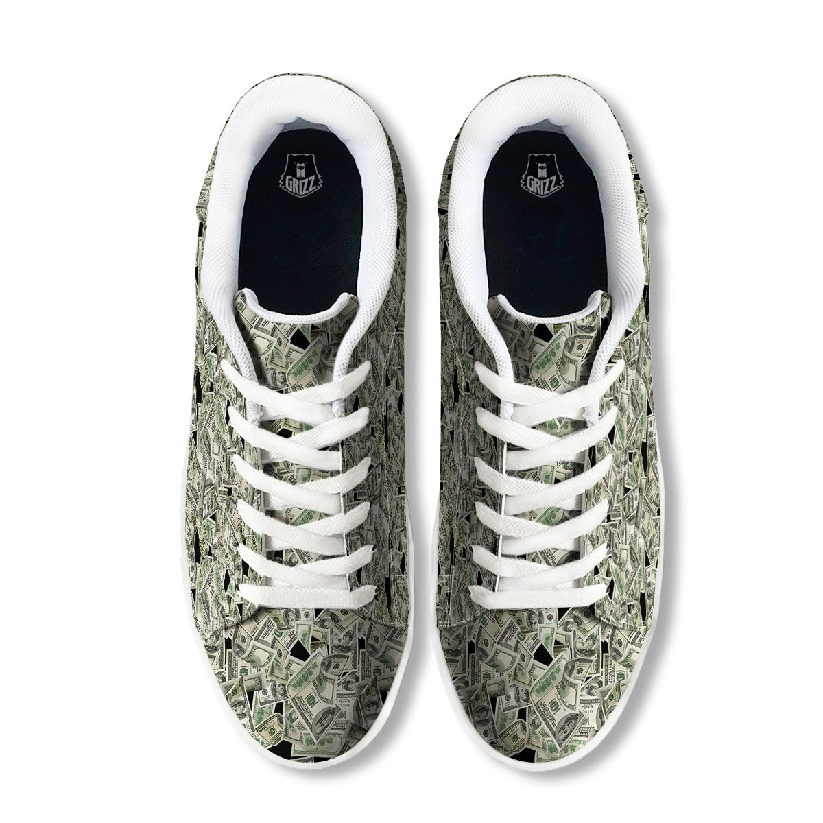 USD Flying Print White Low Top Sneakers-grizzshop