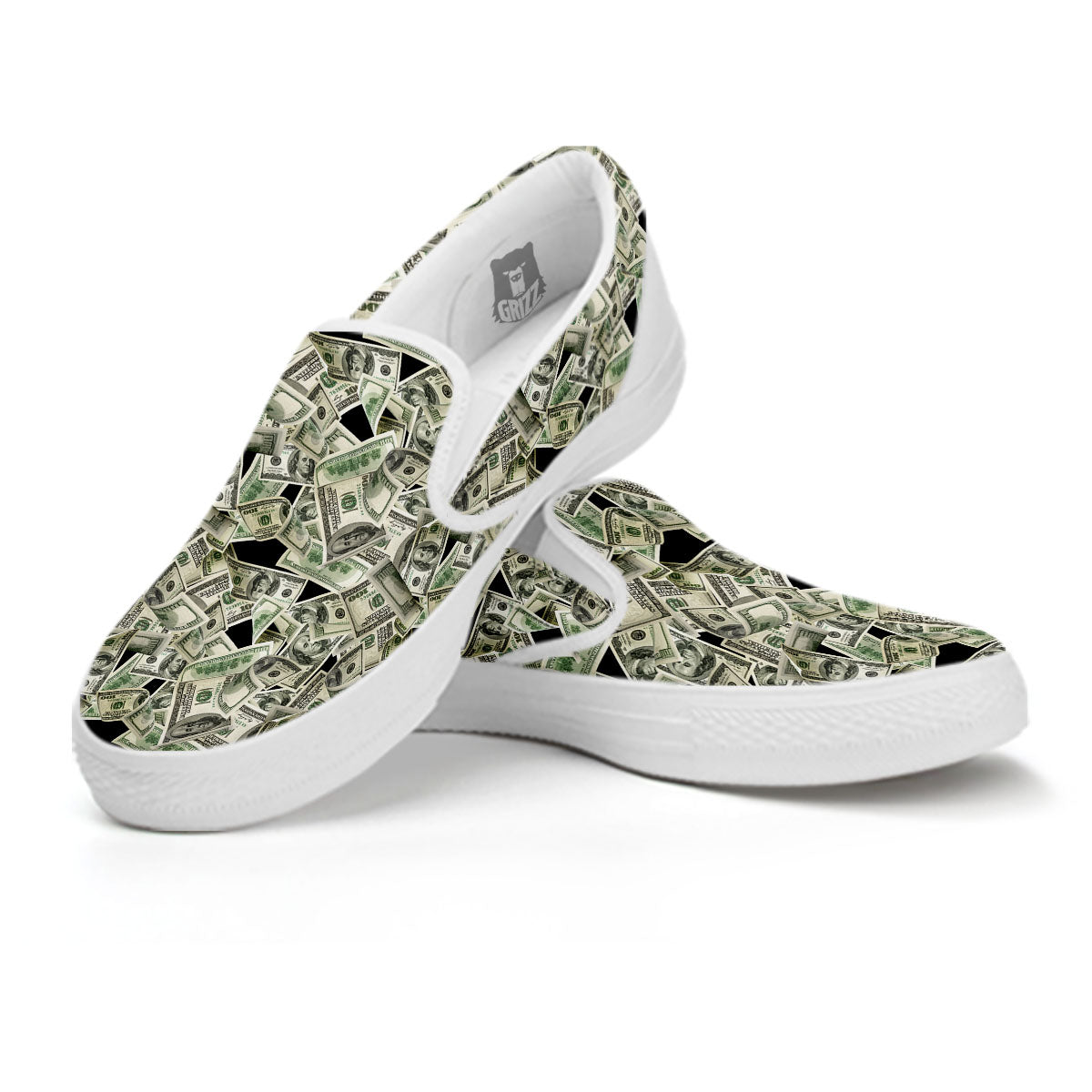 USD Flying Print White Slip On Shoes-grizzshop